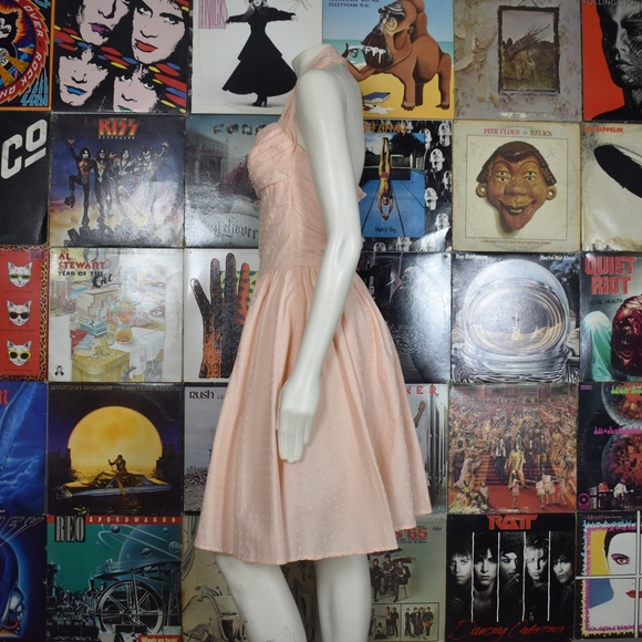 SOLD Vintage 60s Polka Dot Halter Pinup Midi Dress - Picture 6 of 8